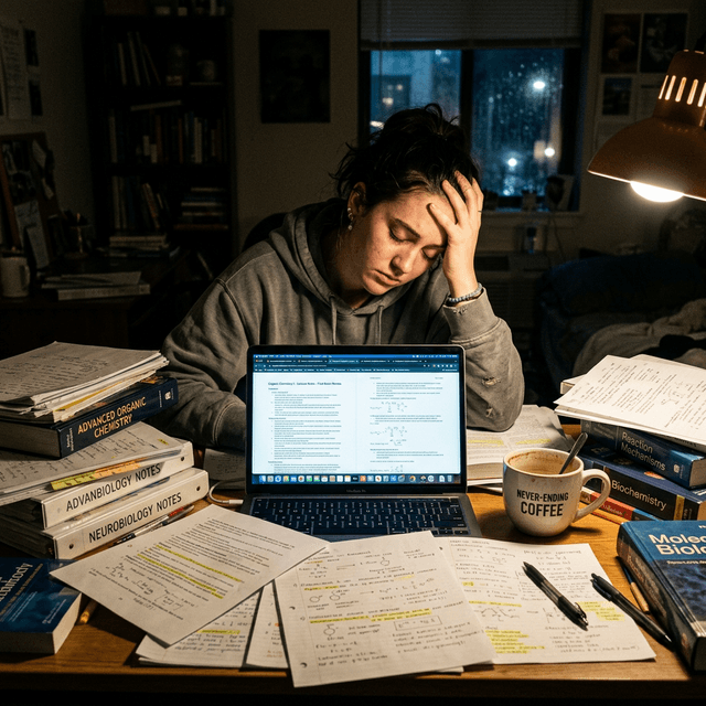 Student stres noapte licenta